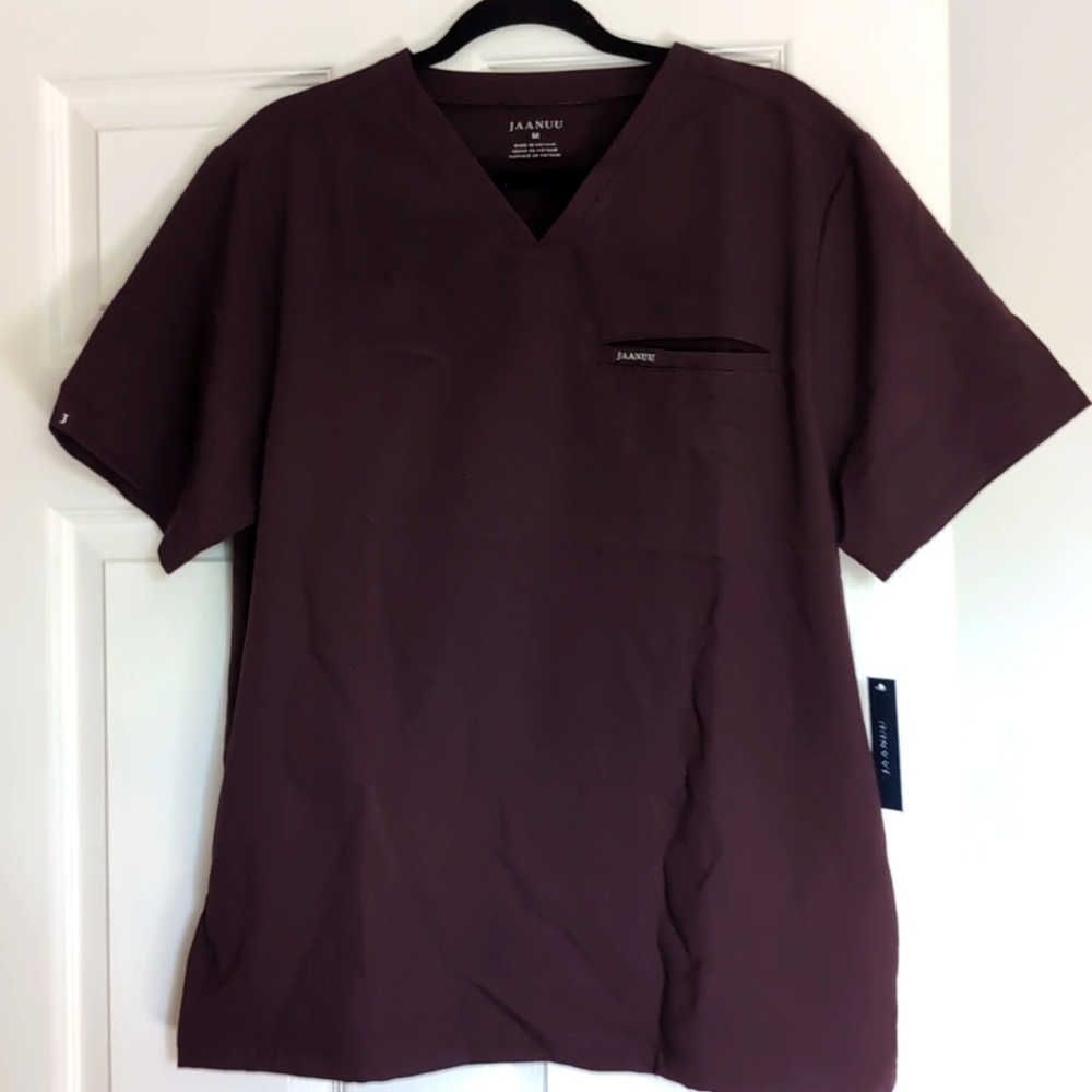 Jaanuu Men's Medium 4-Pocket V-neck Scrub Top